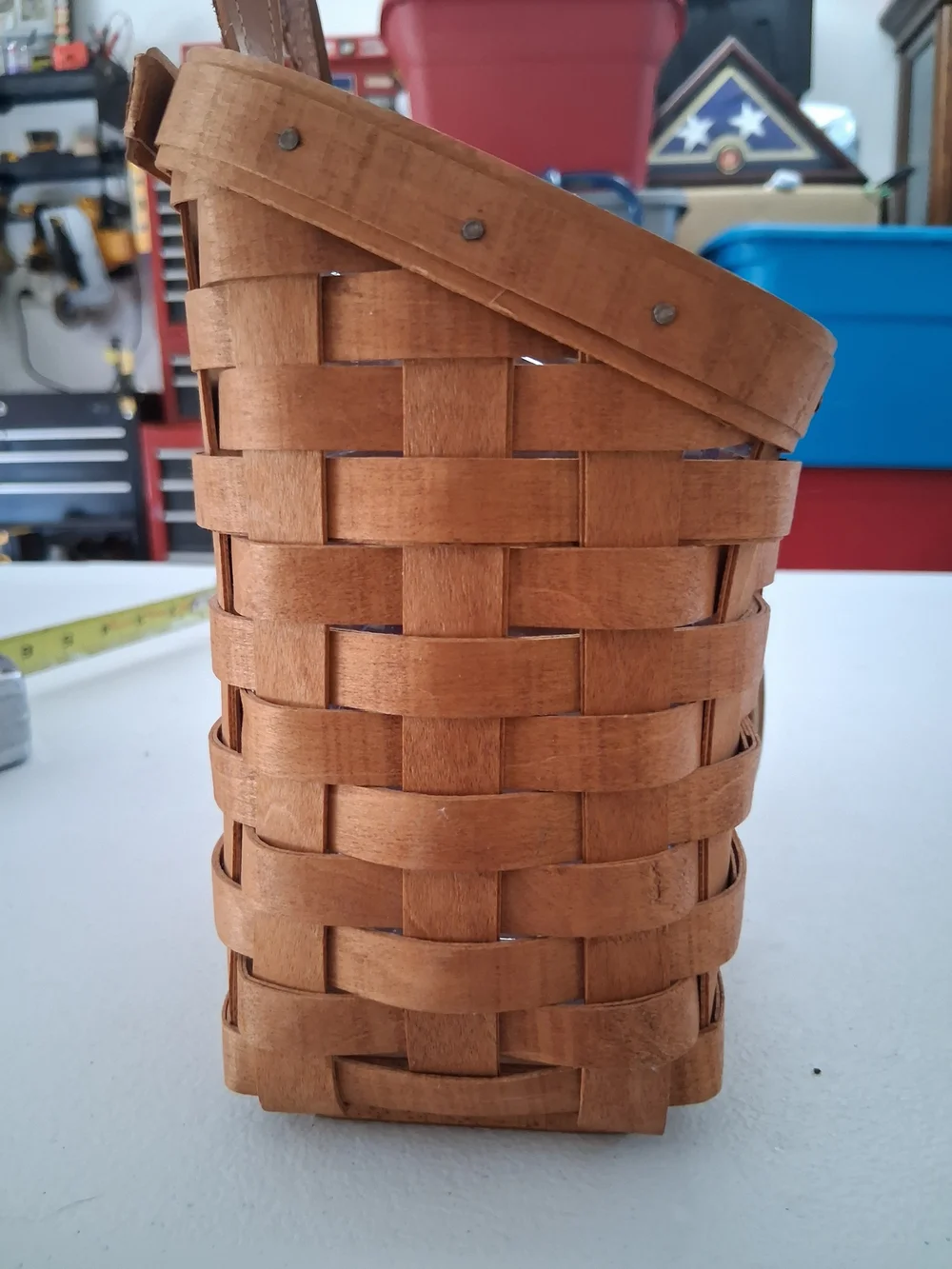 Longaberger 2006 Handwoven Basket,protector with Decorative Church Tie On